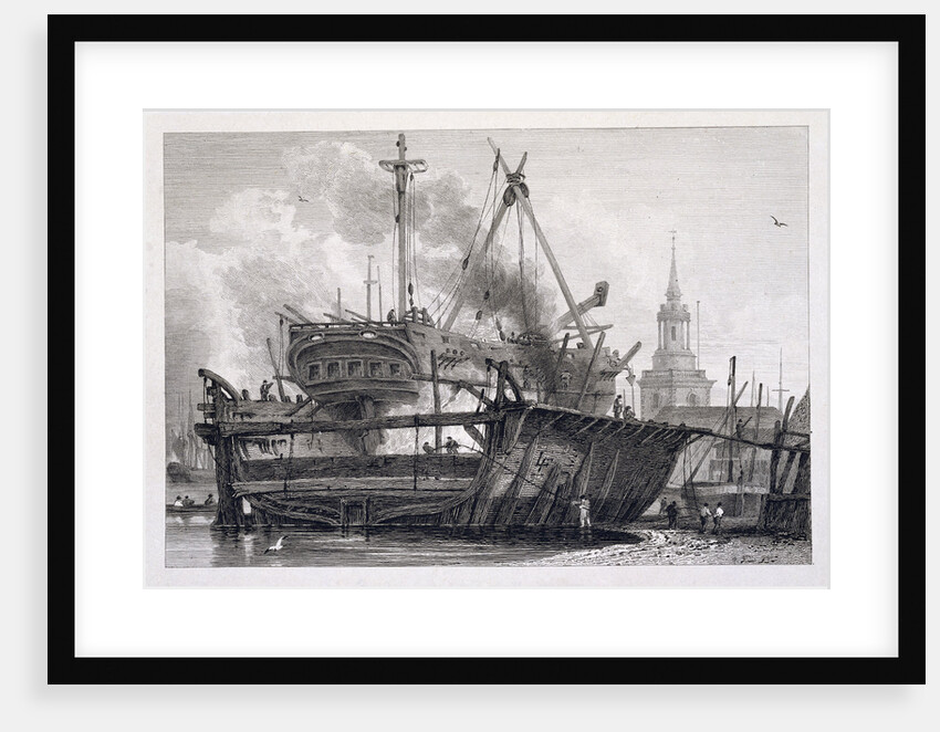 Etching of the Rotherhithe in Floating Dock, 1815 by Anonymous