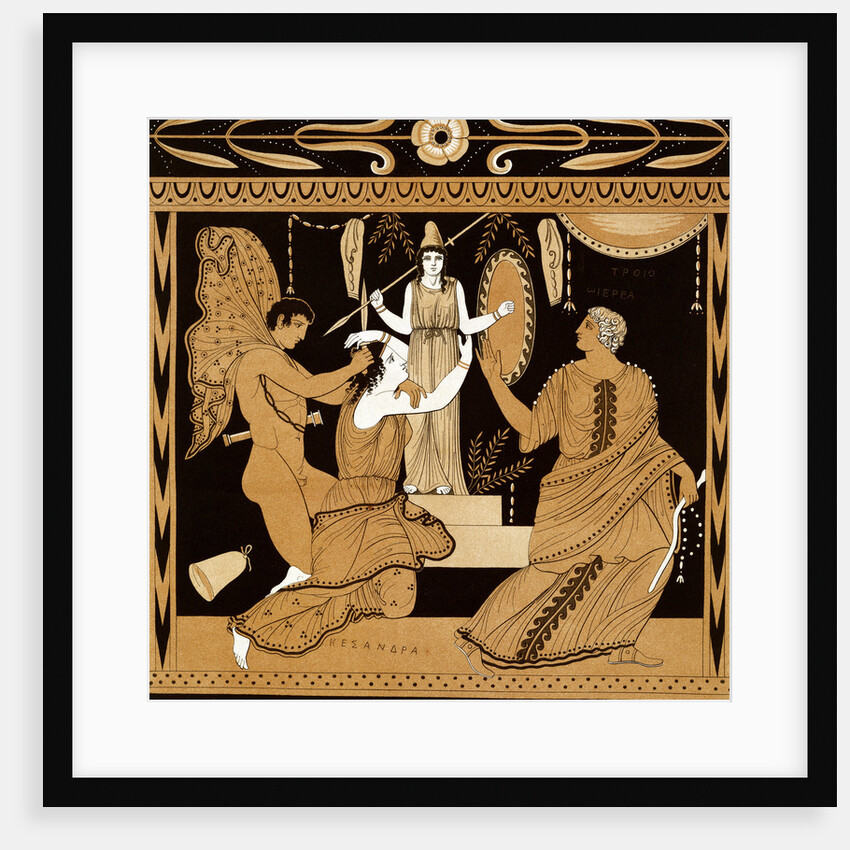 19th Century Greek Vase Illustration of Cassandra with Apollo and Minerva by Anonymous
