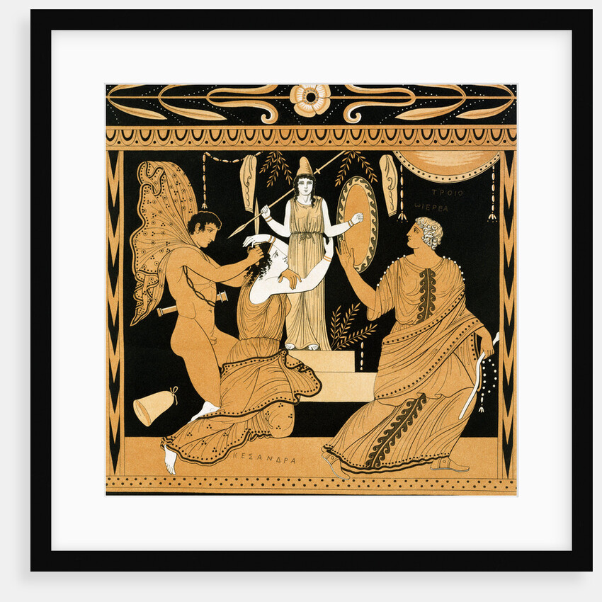 19th Century Greek Vase Illustration of Cassandra with Apollo and Minerva by Anonymous