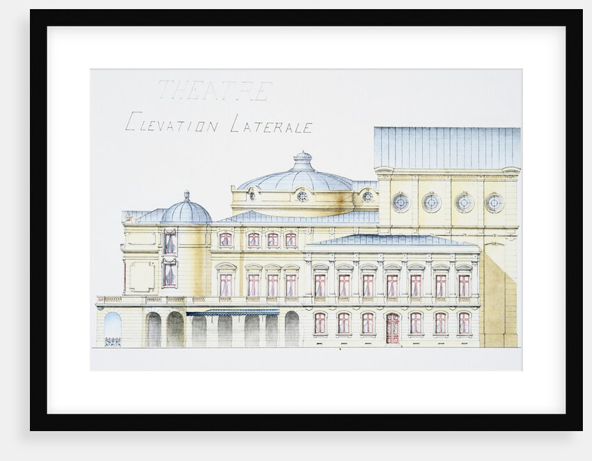 Architectural Drawing Showing Lateral Elevation of Theatre Building by H. Monnet