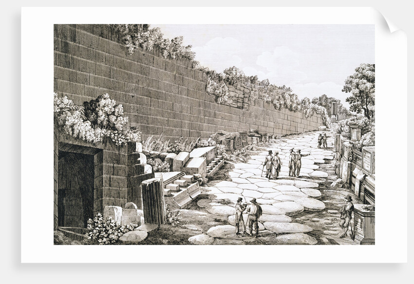 Etching of Tourists on Excavated Roman Road by Luigi Rossini
