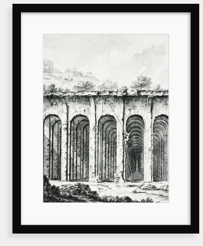 Engraving Depicting Surveyors Measuring a Roman Water Storage System by Giovanni Trevisan Volpato