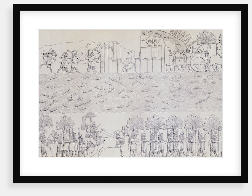 Book Illustration Showing Siege of City on River Banks at Kouyunjik by Anonymous