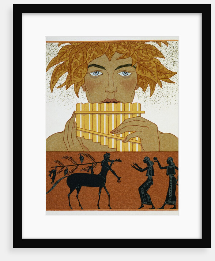 Book Illustration of a Woman Playing Panpipes and a Centaur Greeting Two Women by Georges Barbier