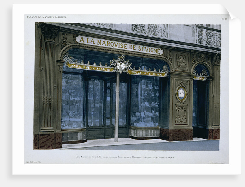 Facade of the a la Marquise de Sevigne Shop in Paris by Anonymous