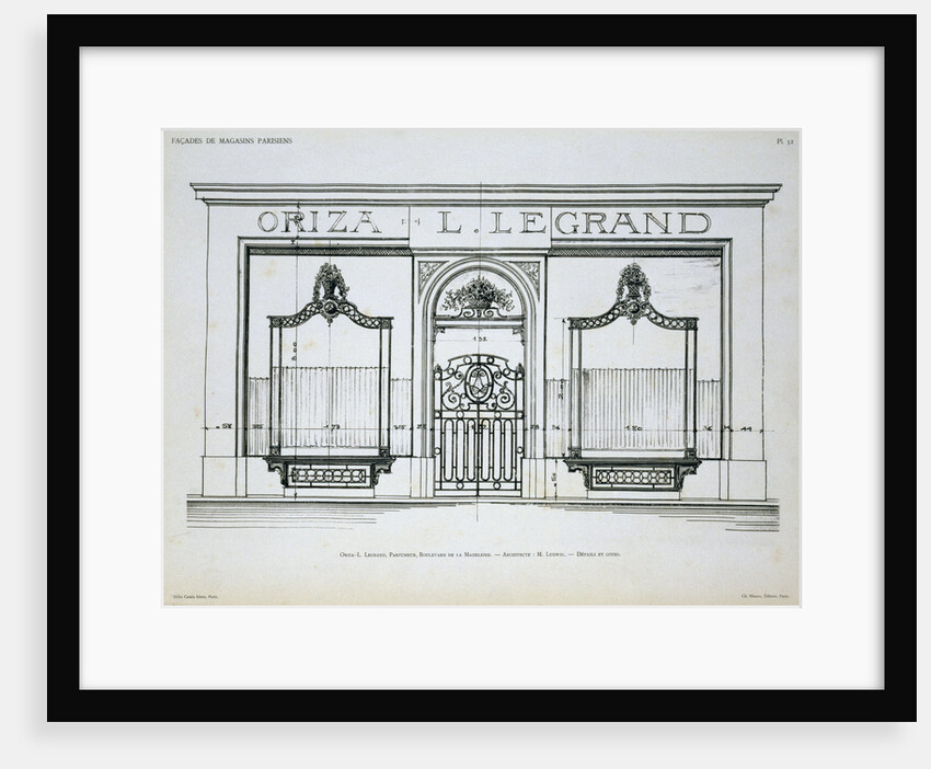 Plan of the Facade of the Oriza Shop in Paris by Anonymous
