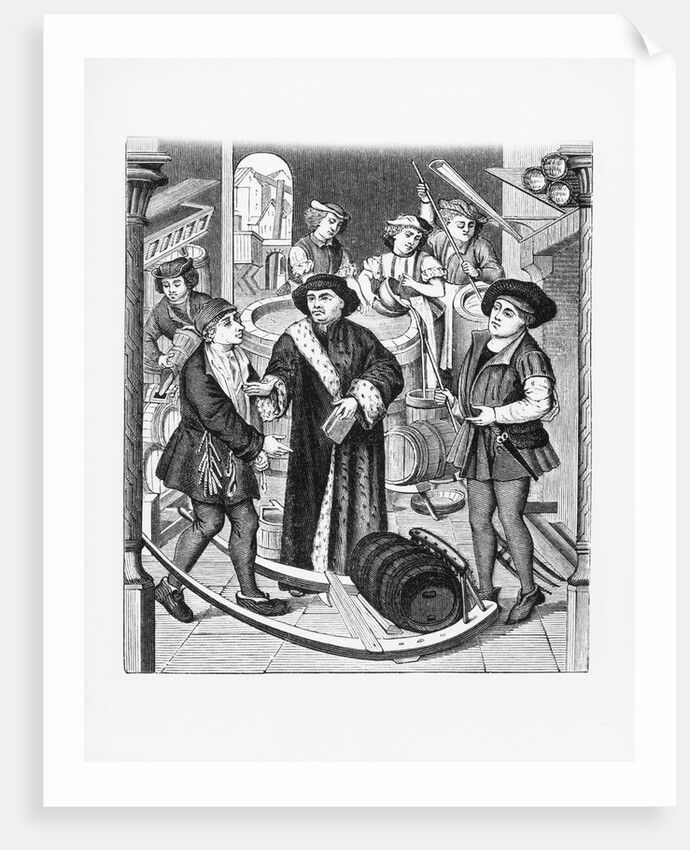 Copy of a 15th-Century Stained Glass Window in Tournai Cathedral Showing the Bishop of Tournai Receiving the Tithe of Beer by Anonymous