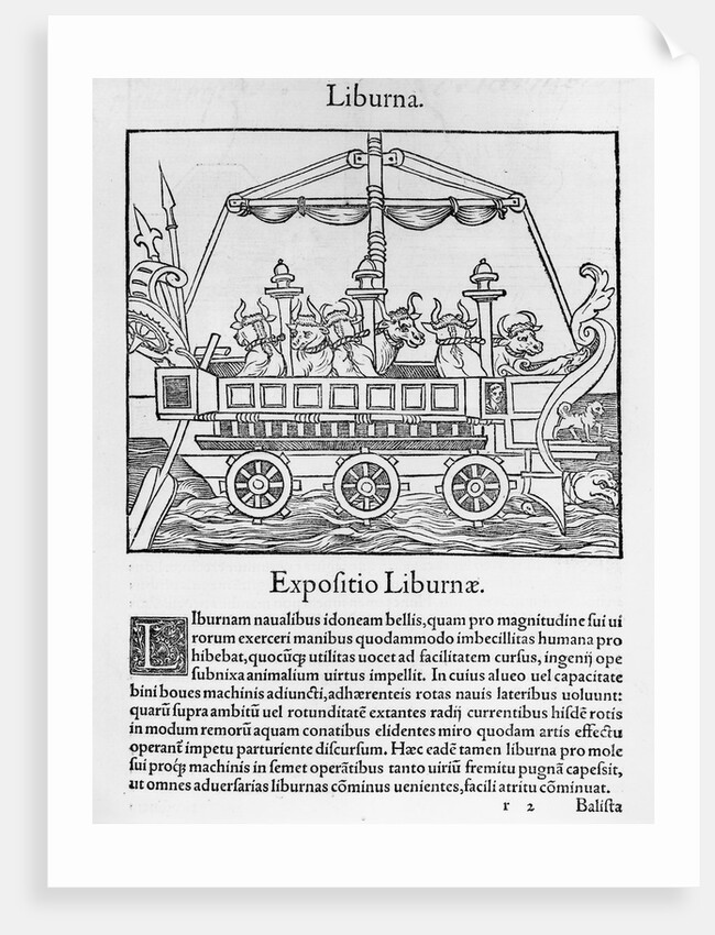 Woodcut of a Fast Warship Powered by Christoffel Schwytzer