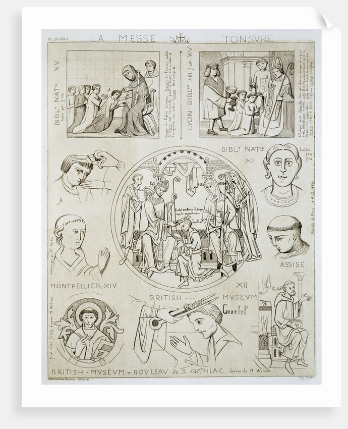 Book Illustration of Monks and Priests Being Tonsured by Anonymous