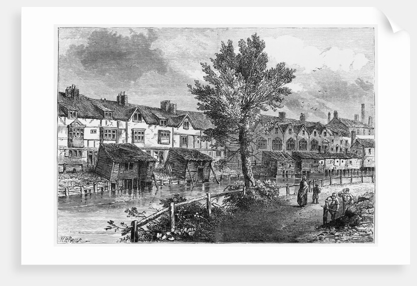 19th-Century Illustration of Old Houses in London Street, Dockhead by Anonymous