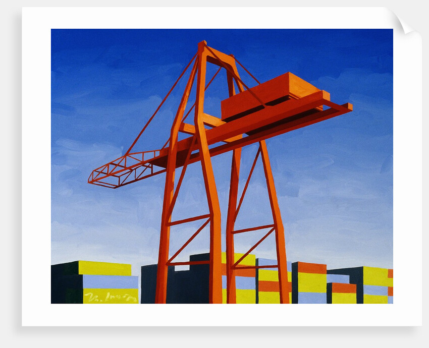 Crane with Containers by Mary Iverson