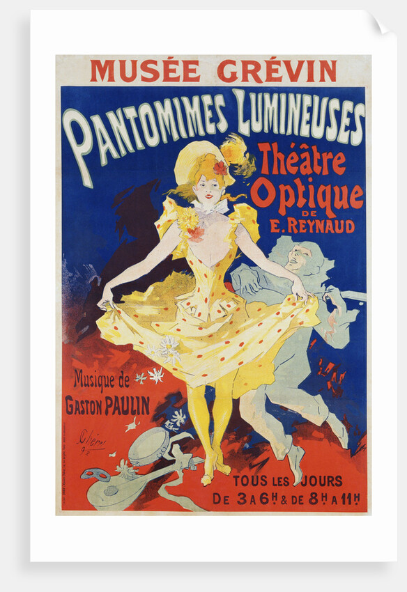 French Poster for Early Motion Picture Pantommes Lumineuses by Jules Cheret
