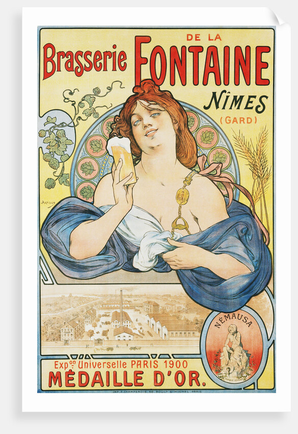 Brasserie de la Fontaine Poster by Artigue