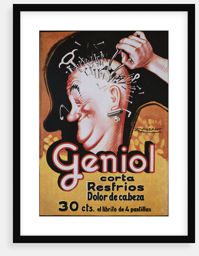 Geniol Poster with a Pierced Head by Achille Mauzan