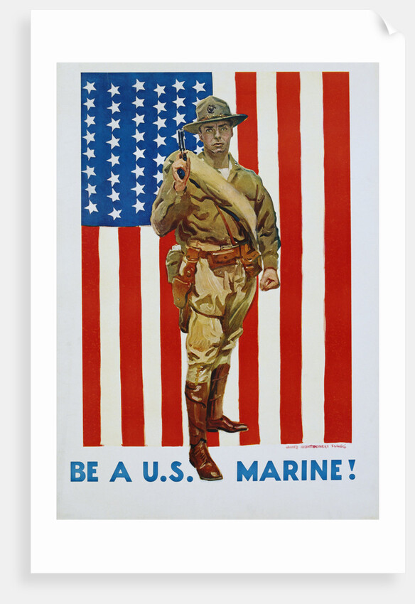 Be a U.S Marine! Poster by James Montgomery Flagg