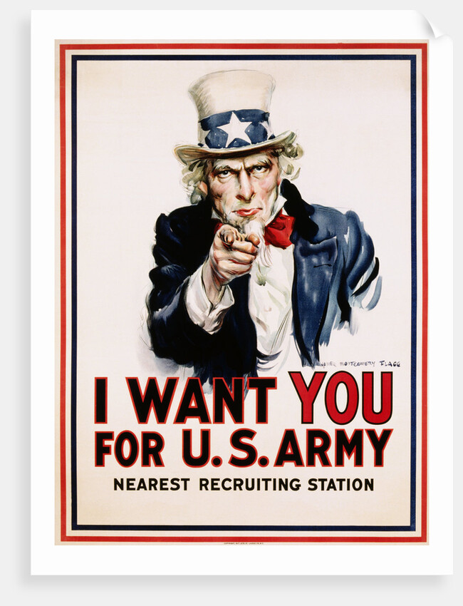 I Want You for the U.S. Army Recruitment Poster by James Montgomery Flagg