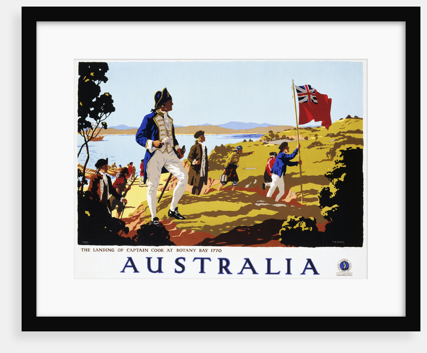 Poster for Australia Showing the Landing of Captain Cook at Botany Bay in 1770 by Trompf