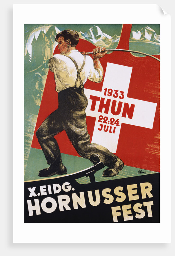 Poster for 1933 "Hornusser Fest" in Thun, Switzerland by Clare