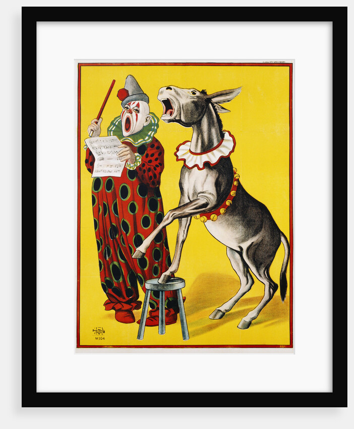 Poster Depicting a Clown and Donkey Singing by Anonymous