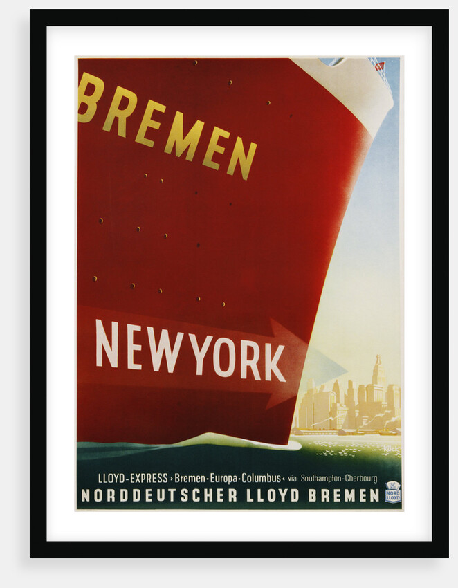 Bremen New York Travel Poster by Kuck