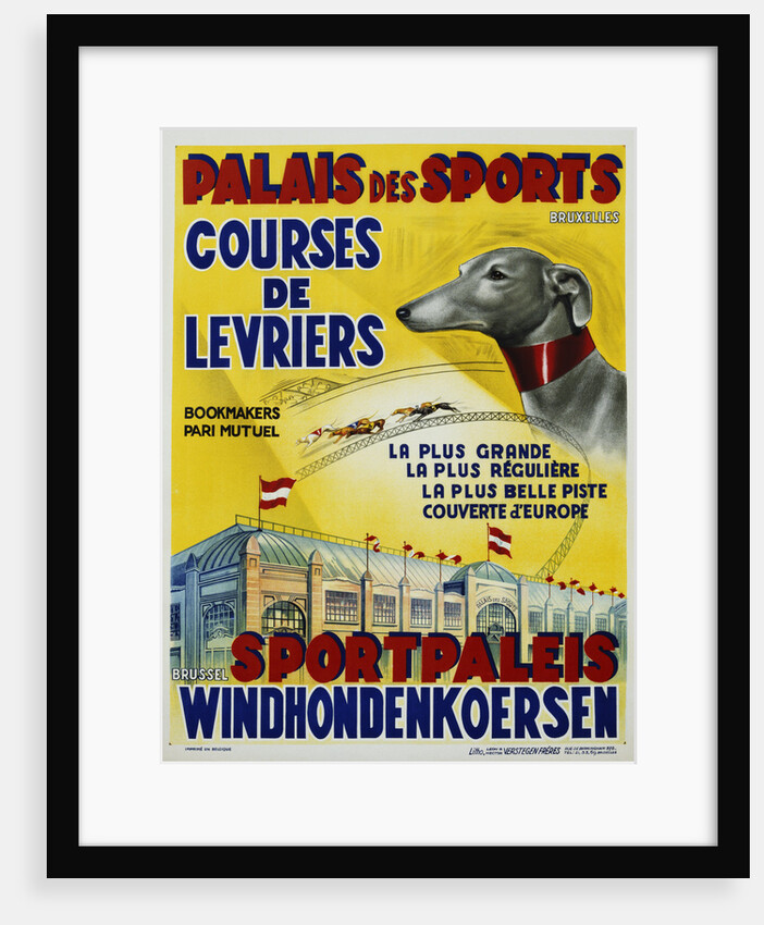 Palais des Sports - Courses de Levriers - Sportspalais Windhondenkoersen Dog Racing Poster by Anonymous