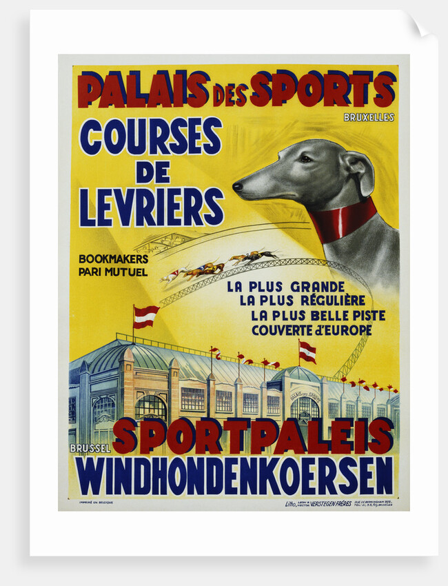 Palais des Sports - Courses de Levriers - Sportspalais Windhondenkoersen Dog Racing Poster by Anonymous