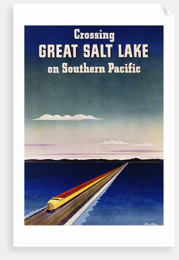 Crossing Great Salt Lake on Southern Pacific by Haines Hall