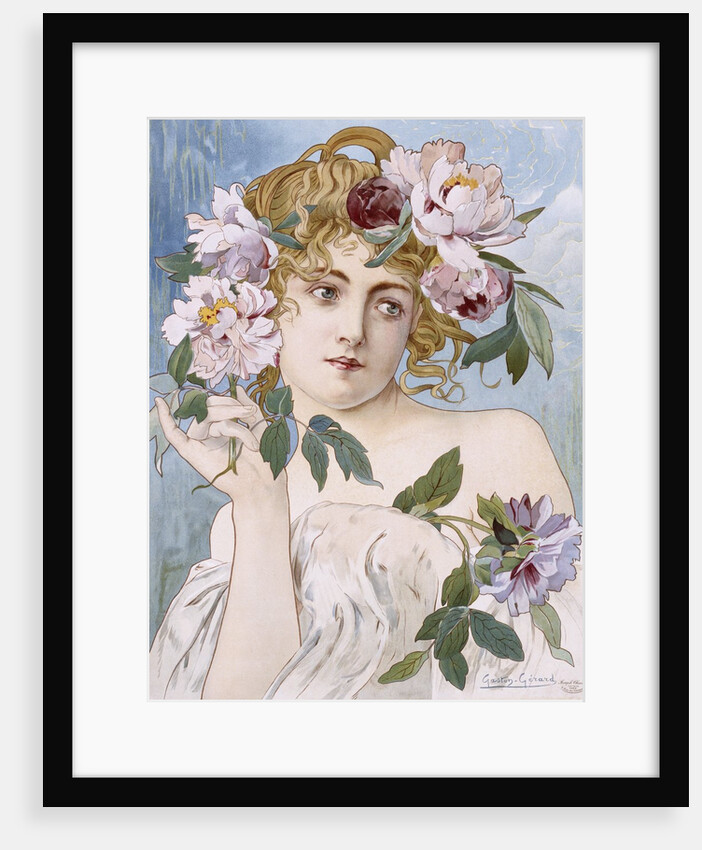 Poster of Young Woman with Flowers in Hair by Gaston-Gerard
