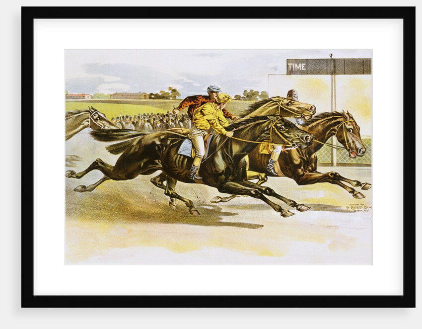 Late 19th Century Poster of Racehorses Crossing the Finish Line by Anonymous