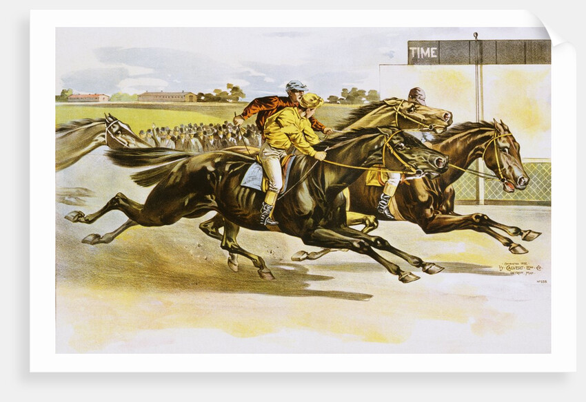 Late 19th Century Poster of Racehorses Crossing the Finish Line by Anonymous