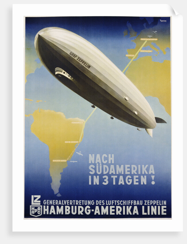 Nach Sudamerika in 3 Tagen! Poster by Ottomar Anton