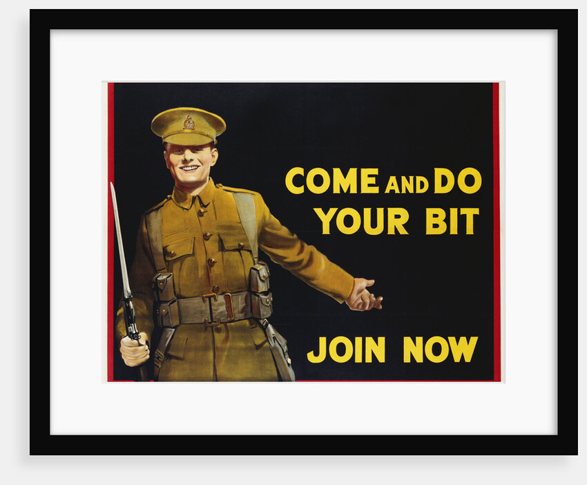 Come and Do Your Bit - Join Now World War I Recruiting Poster by Anonymous