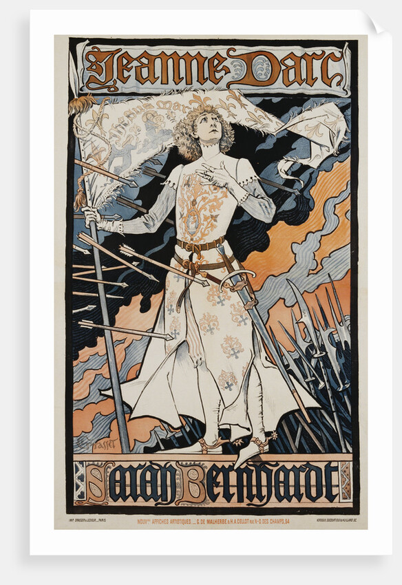 Jeanne D'Arc - Sarah Bernhardt Theater Poster by Eugene Grasset