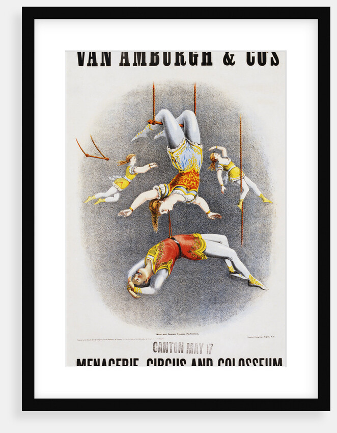 Van Amburgh and Co's Menagerie, Circus and Colosseum Poster with Male and Female Trapeze Artists by Anonymous