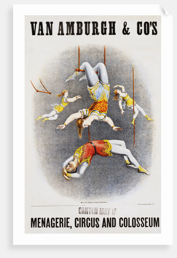 Van Amburgh and Co's Menagerie, Circus and Colosseum Poster with Male and Female Trapeze Artists by Anonymous