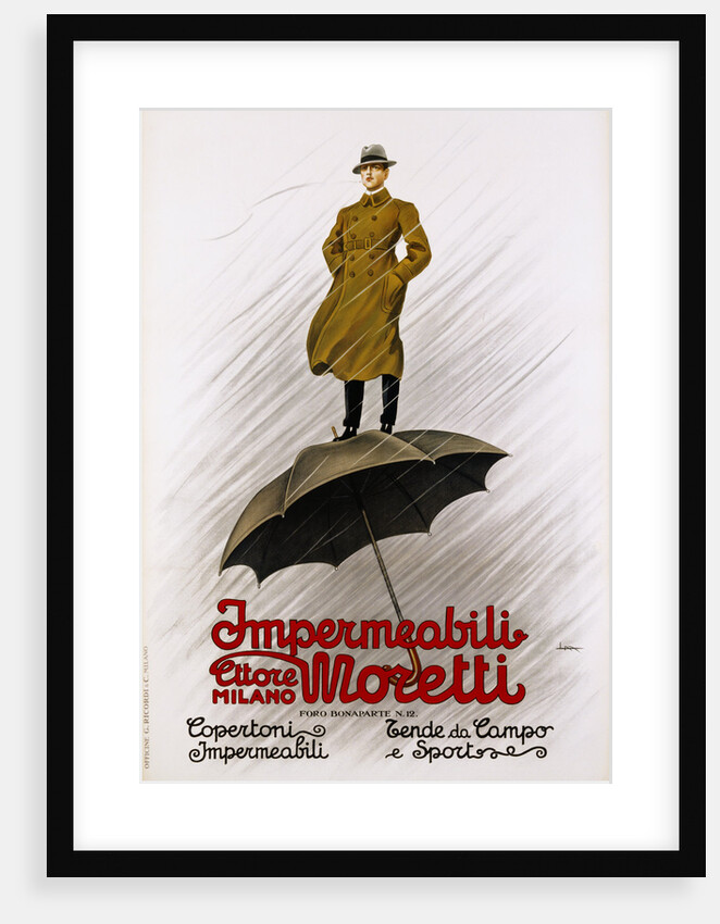 Impermeabili Moretti Umbrella Poster by Leopoldo Metlicovitz