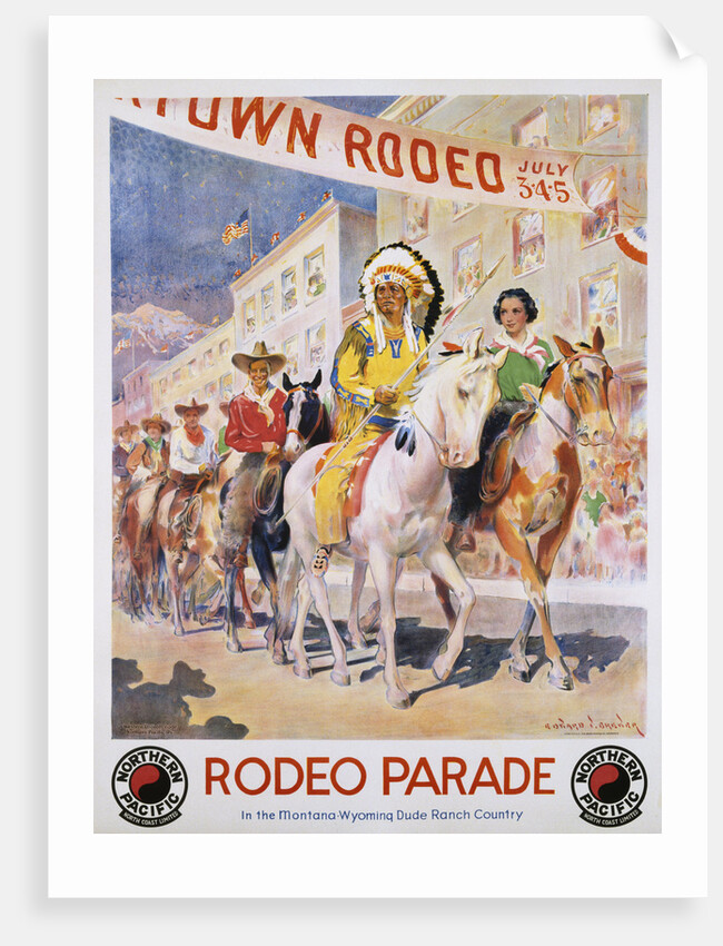 Rodeo Parade Northern Pacific Railroad Poster by Edward Brener