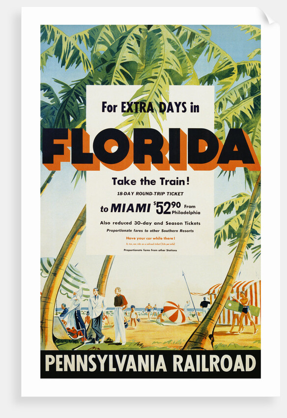 Florida, Pennsylvania Railroad Poster by Anonymous