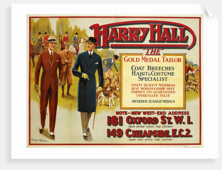 Harry Hall - "The" Gold Medal Tailor Advertisement Poster by Hilton Greene