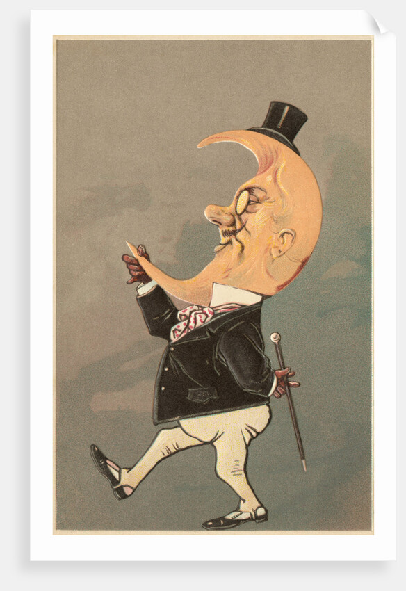 Postcard of the Cresent Moon as the Face of a Man by Anonymous