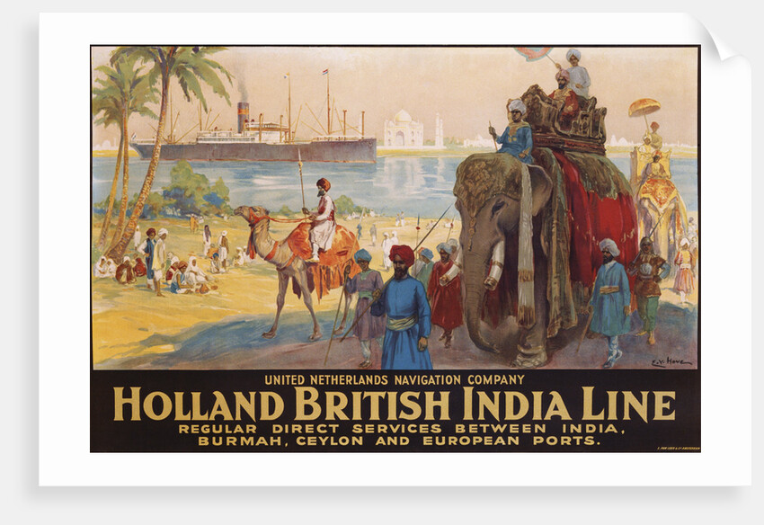 Holland British India Line Poster by E.V. Hove