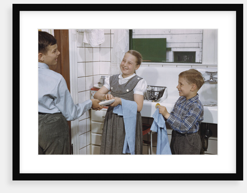 Siblings Drying Dishes by Anonymous