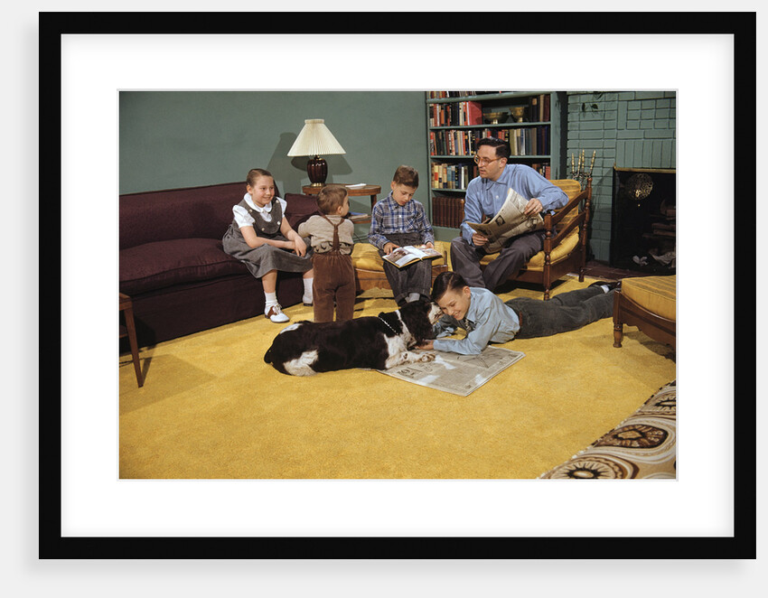 Family Sitting Around Living Room by Anonymous
