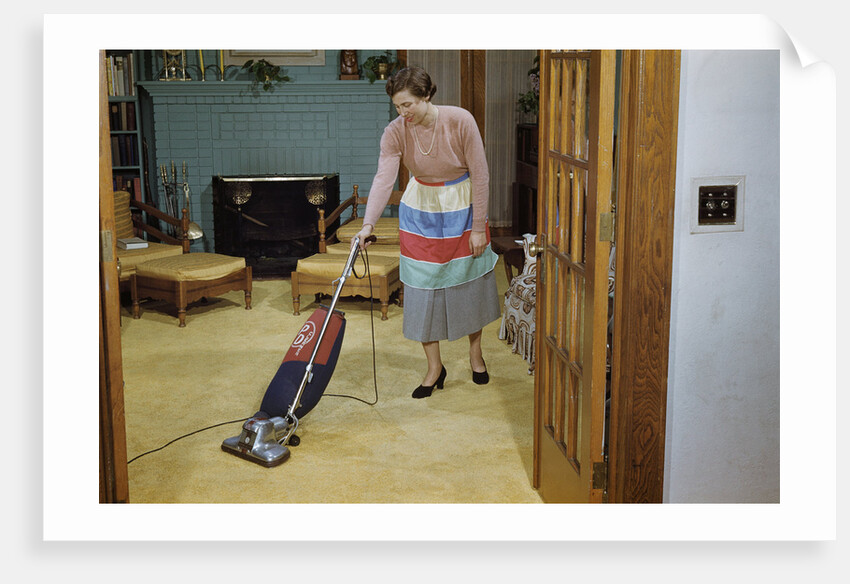Woman Vacuuming Living Room by Anonymous
