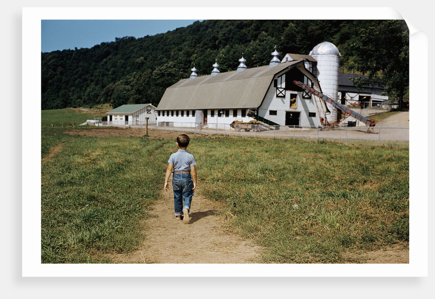 Boy Walking Towards a Barn by Anonymous