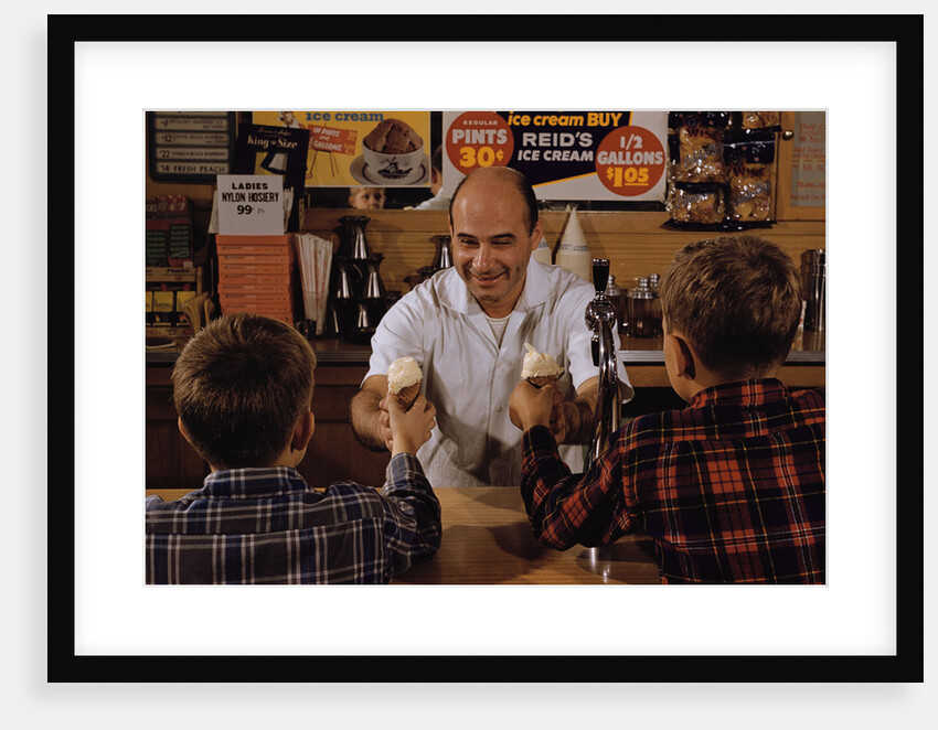 Man Handing Children Ice Cream Cones by Anonymous