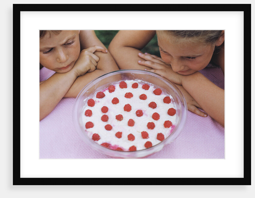 Children Eying Raspberry Dessert by Anonymous