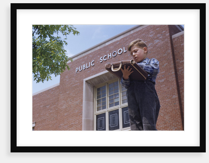 Boy Standing Outside School by Anonymous