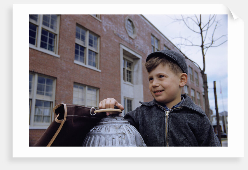 Boy Standing in Schoolyard by Anonymous