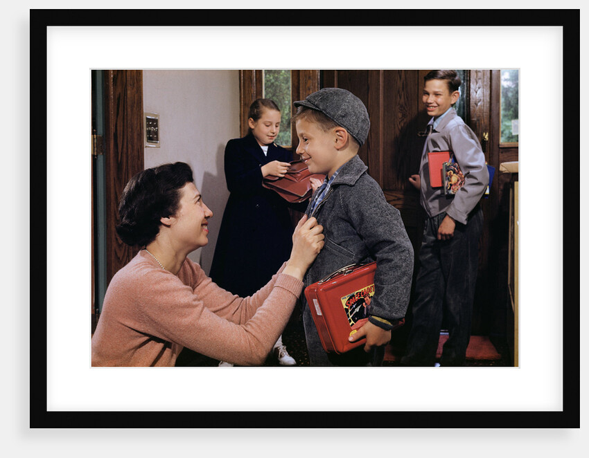 Mother Sending Children Off to School by Anonymous